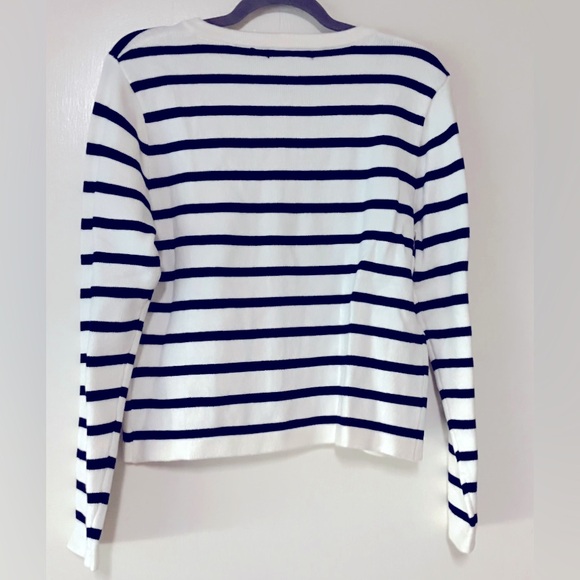 Striped Black and White Knit Cardigan w/ Gold Buttons- Size Small - Picture 2 of 6